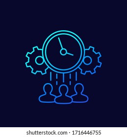 teamwork and deadline line vector icon