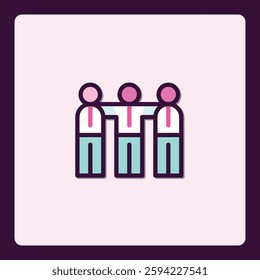 Teamwork depiction in vector symbol, collaborative team partnership icon