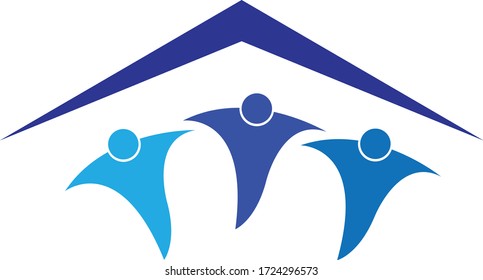 Teamwork design logo vector stock  with home