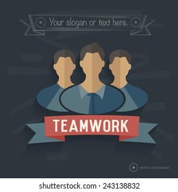 Teamwork design on blackboard background,clean vector