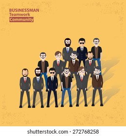 Teamwork design on yellow background, clean vector.