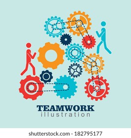 Teamwork Design Over Blue Background Vector Stock Vector (Royalty Free ...