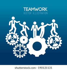 Teamwork design over blue background, vector illustration