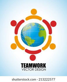 Teamwork design over blue background, vector illustration