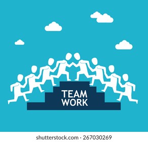 Teamwork design over blue background, vector illustration.