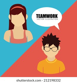 Teamwork design over blue and red background, vector illustration