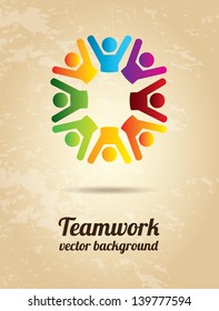 teamwork design over vintage background vector illustration