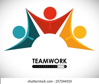 Teamwork Design Over White Background, Vector Illustration.