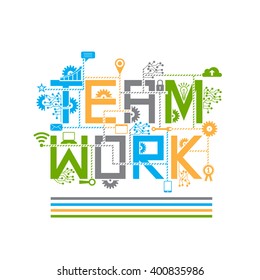 Teamwork design style concept. Vector graphic design illustration.For corporate business, management, planning, organization.Uses in website page, banner or print media