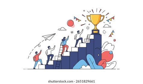 Trabalho em equipe e determinação levam a metas de escalada e a ganhar troféus com sucesso