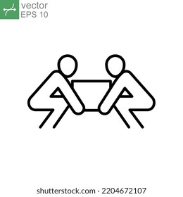 Teamwork discussion partner, Friendship partnership caring and working together. Business project collaboration. Cooperation icon. Vector illustration. Design on white background. EPS 10