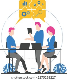 Teamwork and Discussion Vector EPS format Modern Flat Set of Diverse Professional Characters in Action Perfect for Digital and Print Design Projects