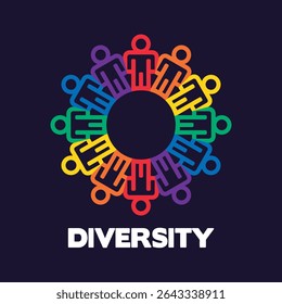 Teamwork diversity. people in a circle creative design. Vector isolated on blue background.