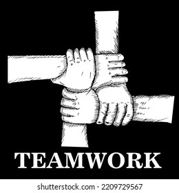 Teamwork, doodle illustration and sketch