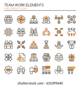 Teamwork Elements , Thin Line and Pixel Perfect Icons
