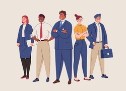 Teamwork Employees. Business People Men And Women. Gender Equality In Sphere Of Work. Colorful Flat Vector Isolated Illustration.
