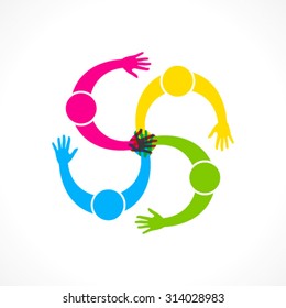 teamwork or every people join hand for help concept design vector