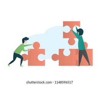 teamwork eye catching illustration design