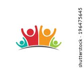 Teamwork Family Logo Four members image. Concept of parentage, happiness, dynasty