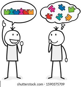 teamwork figure with an idea puzzle