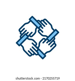 Icono de línea de trabajo en equipo. signo de estilo lineal para concepto móvil y diseño web. Icono de vector de contorno. Símbolo, ilustración del logotipo. Gráfico vectorial