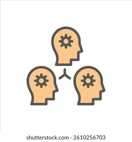 teamwork filled outline icon. collaboration color line illustration.