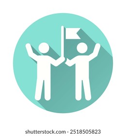 Teamwork flat icon. Simple illustration with long shadow for graphic and web design.