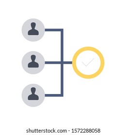 Teamwork flat icons for connection  & hierarchy 