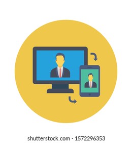 Teamwork flat icons for connection  & hierarchy 
