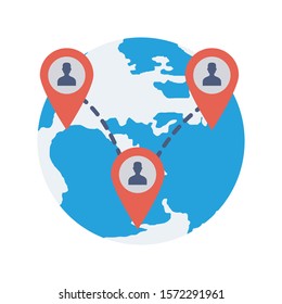 Teamwork flat icons for  global & network 