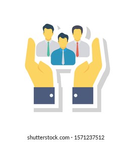 Teamwork flat icons for group & staff 