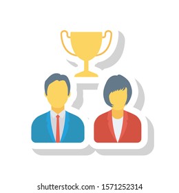 Teamwork flat icons for group & staff 