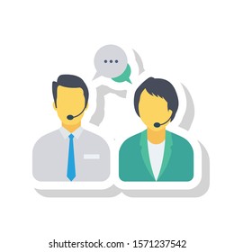 Teamwork flat icons for talk  & support 