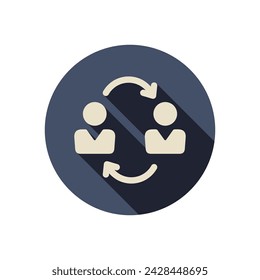 Icono de vector de estilo plano de trabajo en equipo de color blanco en círculo azul