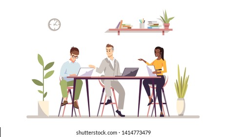 Teamwork Flat Vector Illustration Boss Team Stock Vector (Royalty Free ...