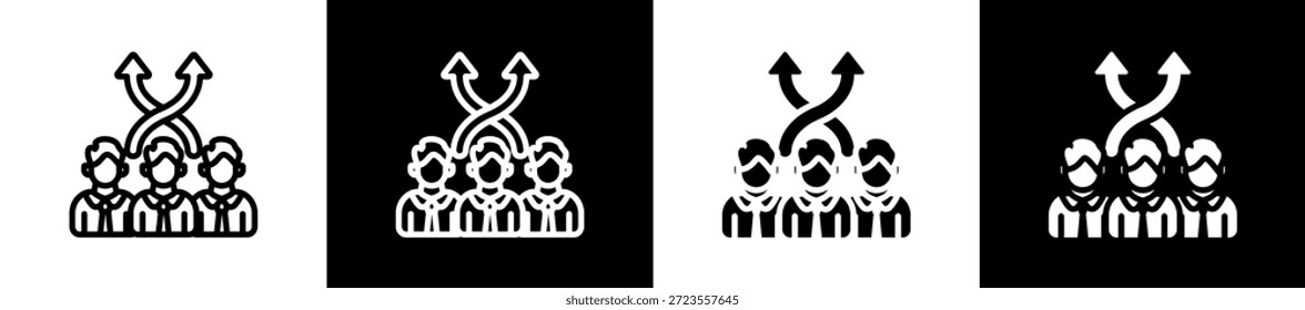 Estilo De Ícone De Glifo De Linha De Flexibilidade De Trabalho Em Equipe Em Plano De Fundo Branco E Preto