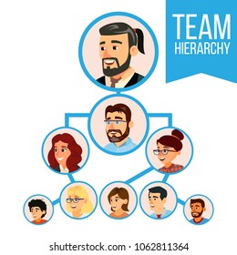 Teamwork Flow Chart Vector. Company Hierarchical Diagram. Communication Graphic Tree. Company Organization Branches. Illustration