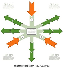 Teamwork and Focus on Results . Arrows, Vector Infographic