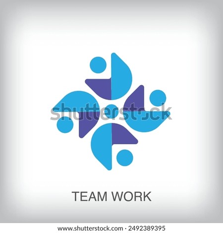 Teamwork formation, company logo. Creative colorful graphics. Corporate brand abstract success shape. Vector