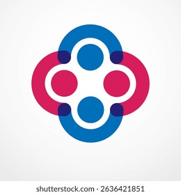 Teamwork and friendship concept created with simple geometric elements as a people crew. Vector icon or logo. Unity and collaboration idea, dream team of business people colorful design.