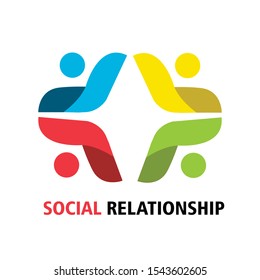 Teamwork and friendship concepts created with simple geometric elements as a people crew. Social relationship logo design and icon.
