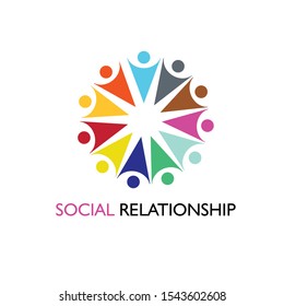 Teamwork and friendship concepts created with simple geometric elements as a people crew. Social relationship logo design and icon.