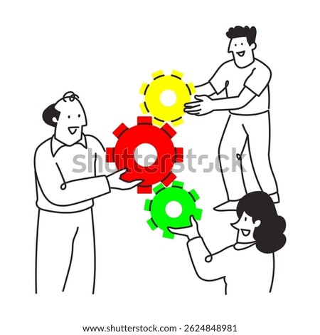 Teamwork Gear Collaboration Business Concept Illustration