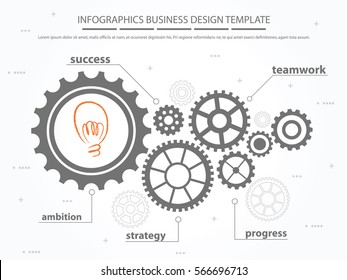 Trabajo en equipo con concepto de engranaje. Plantilla de infografía. Ilustración vectorial.
