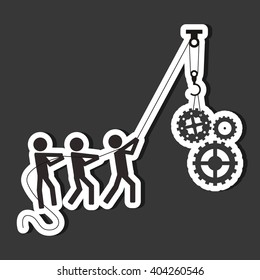 Teamwork with gear design, vector illustration