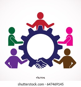 Teamwork, gear, handshake