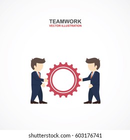 Teamwork and gear. Vector Illustration.