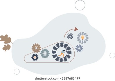 Teamwork gears as business cooperative machinery.process acceleration concept.flat vector illustration