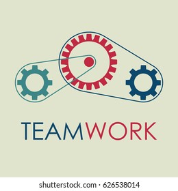 Teamwork with gears concept. Vector Illustration.