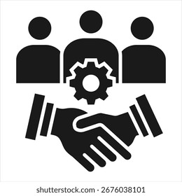 Ilustração do vetor de ícone de glifo do trabalho em equipe